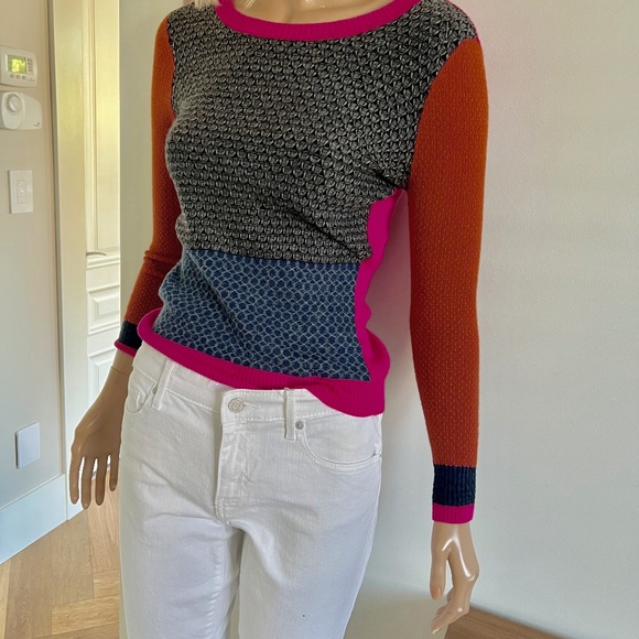 DIANE von FURSTENBERG Textured Wool Multicolor Sweater - Picture 2 of 8